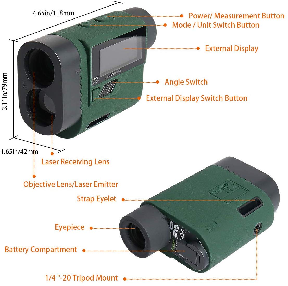 Huepar HLR1000 Pro - Telémetro de golf 1100 yardas HUEPAR ES - Nivel láser