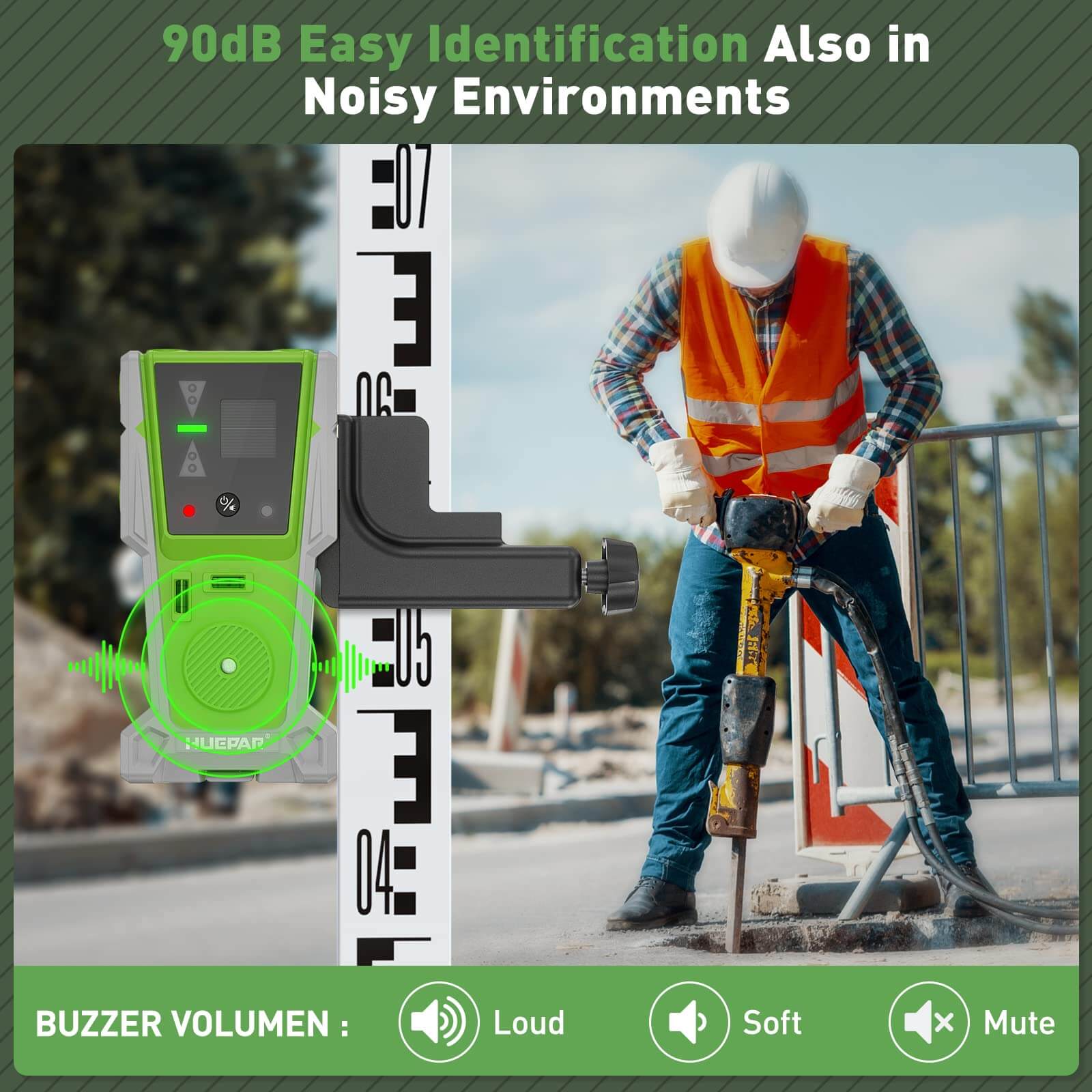 Huepar LR8RG - Detector láser/Receptor láser de línea